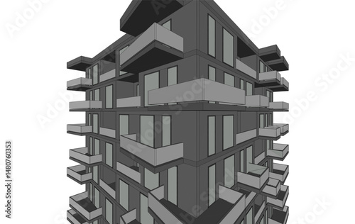  Architectural building 3d rendering
