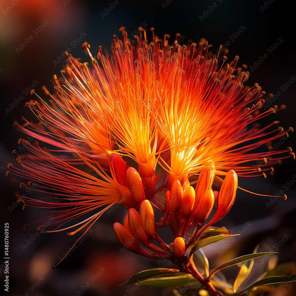 Close-up of a Calliandra harrisii flower