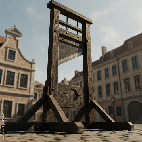 Obraz na płótnie An old guillotine in a medieval town w salonie