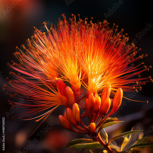 Obraz na płótnie Close-up of a Calliandra harrisii flower w salonie