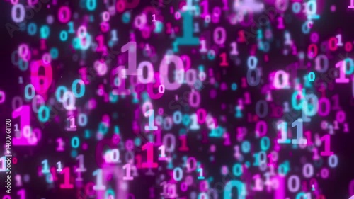 Blue and purples binary code. Computer generated 3d render