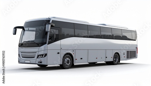 Blank Light Grey Coach Bus 3/4 Front Mockup
