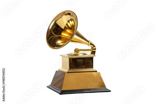 PNG Golden grammy award trophy on black background