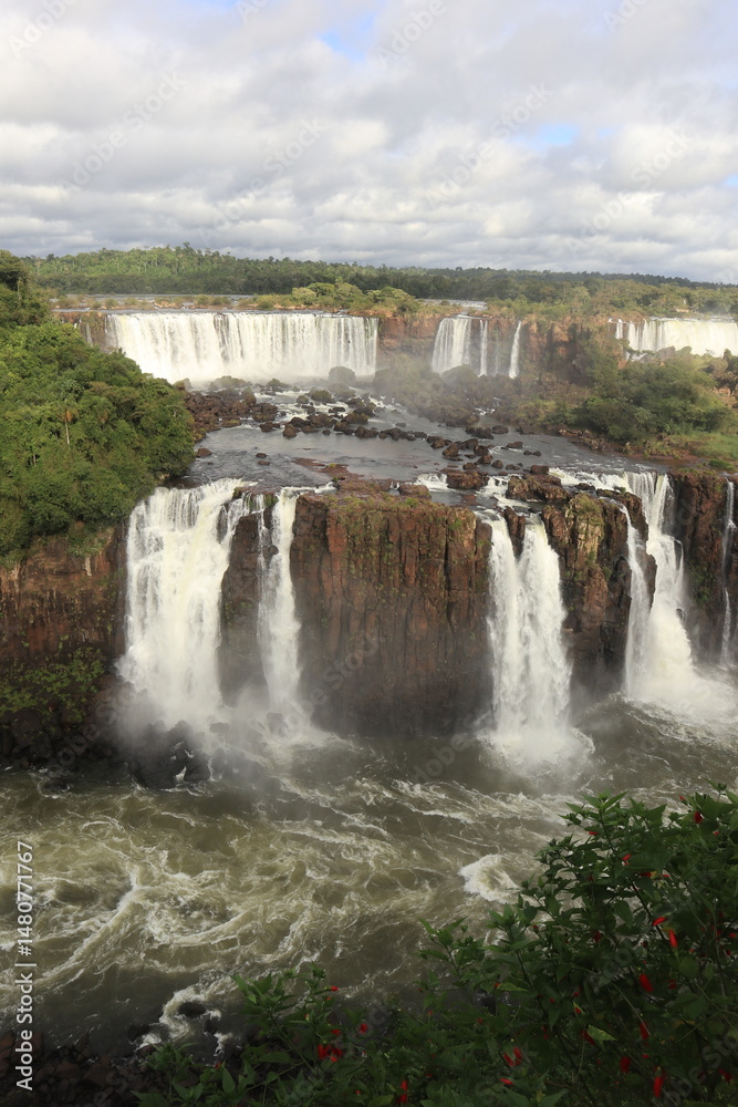 Fototapeta premium Panoramic view of Iguazu Falls from the Brazilian side
