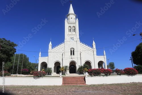 Areguá City Sign and Church Landmark in Paraguay