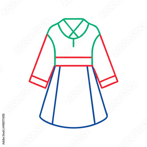 Colorful Hanbok  Outfit.  Traditional Hanbok Illustration – Korean Cultural Dress Vector

