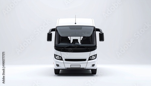 Blank White Minibus Front View Mockup