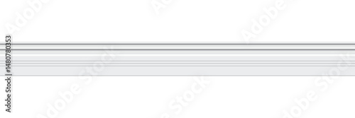 Close up of white decorative moulding baseboard in empty modern room interior detail trim wall panel design stock