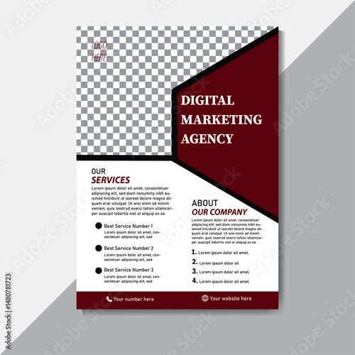 Modern Simple and Clean flyer design template With white and maroon.

