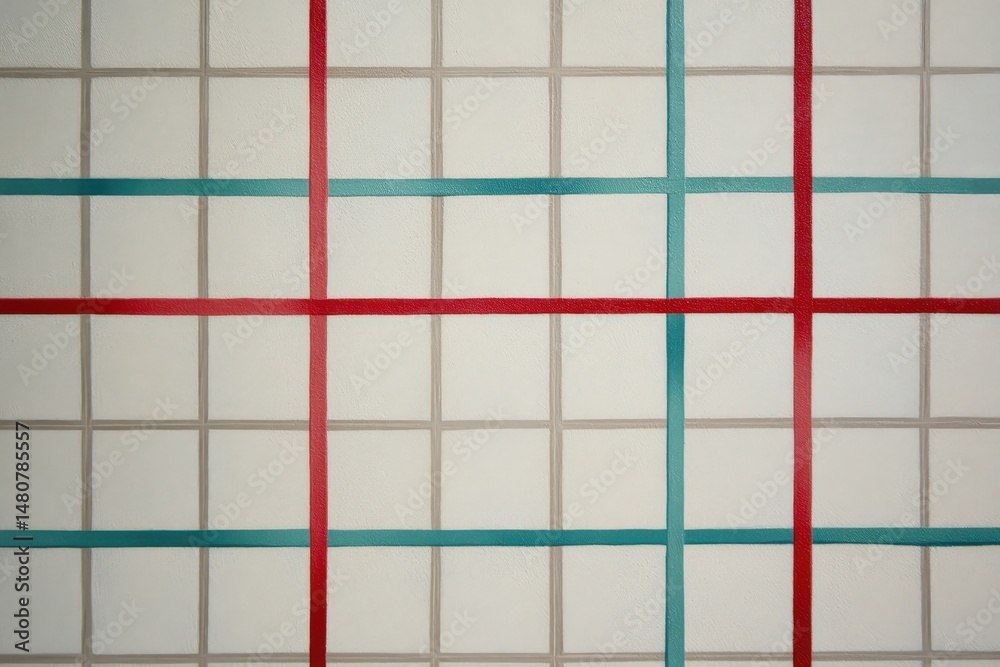 Fototapeta premium Geometric pattern of intersecting lines on a gridded surface.