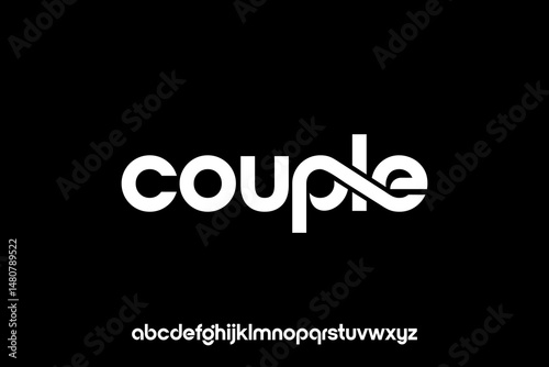  word of couple . modern minimalist clean alphabet font. lowercase bold typography vector illustration design