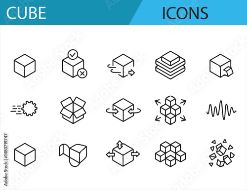 Abstract Cube Icons for Conceptual, Creative, and Technological Design Projects