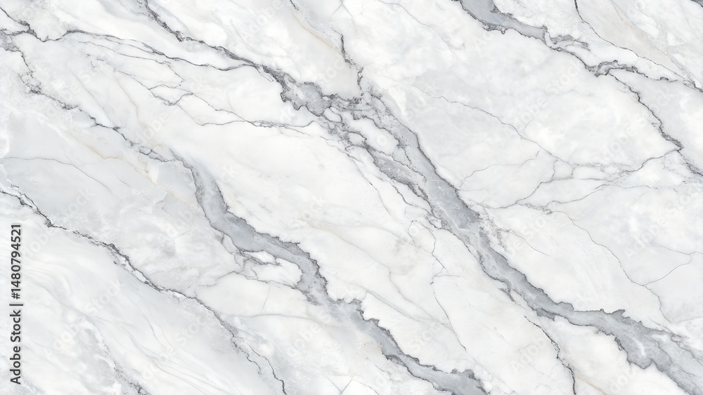 Obraz premium Elegant High-Resolution White Carrara Marble Texture with Intricate Gray Veins for Luxurious Interior Design Applications