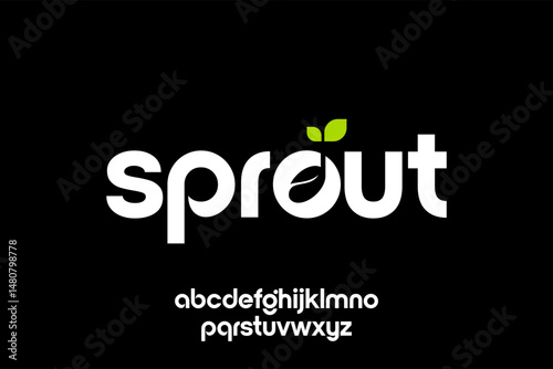 word of sprout . modern minimalist clean alphabet font. lowercase bold typography vector illustration design