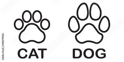 Paw icon set. Cat or dog paw icon silhouette vector illustration. Paw icon outline. print vector illustration.