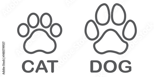 Paw icon set. Cat or dog paw icon silhouette vector illustration. Paw icon outline. print vector illustration.