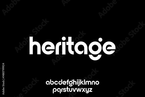word of heritage . modern minimalist clean alphabet font. lowercase bold typography vector illustration design	
