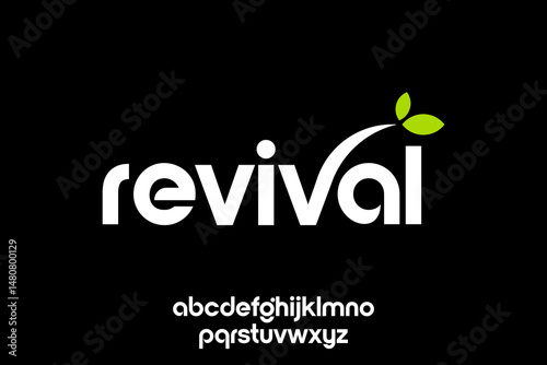 word of revival . modern minimalist clean alphabet font. lowercase bold typography vector illustration design