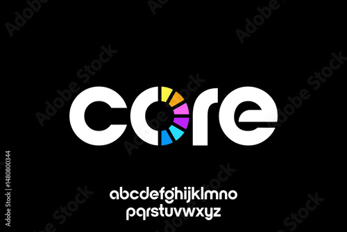 word of core . modern minimalist clean alphabet font. lowercase bold typography vector illustration design	