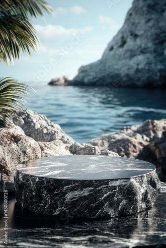 rock podium on a sea/ coast background for product presentation