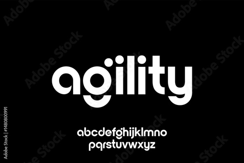 word of agility . modern minimalist clean alphabet font. lowercase bold typography vector illustration design