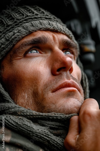 A soldier at war prays to heaven