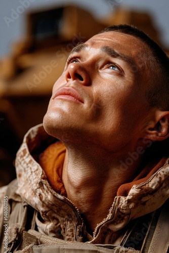 A soldier at war prays to heaven