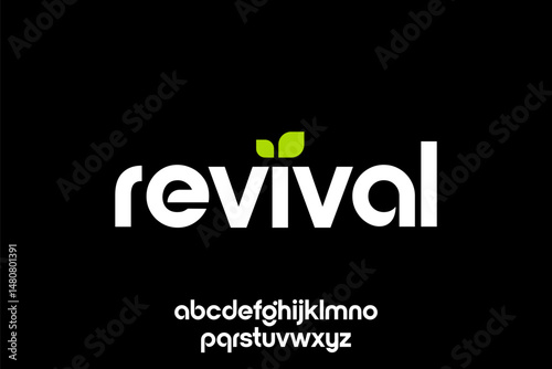 word of revival . modern minimalist clean alphabet font. lowercase bold typography vector illustration design