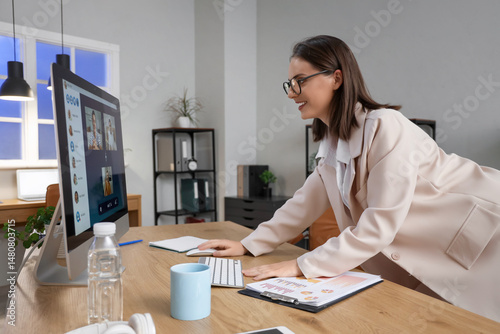 Young businesswoman video c...