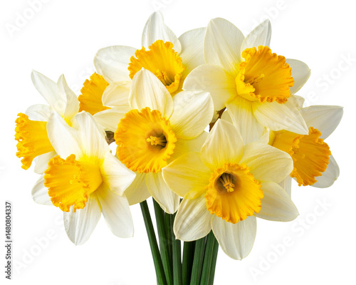 Daffodil bouquet with isolated on a transparent background