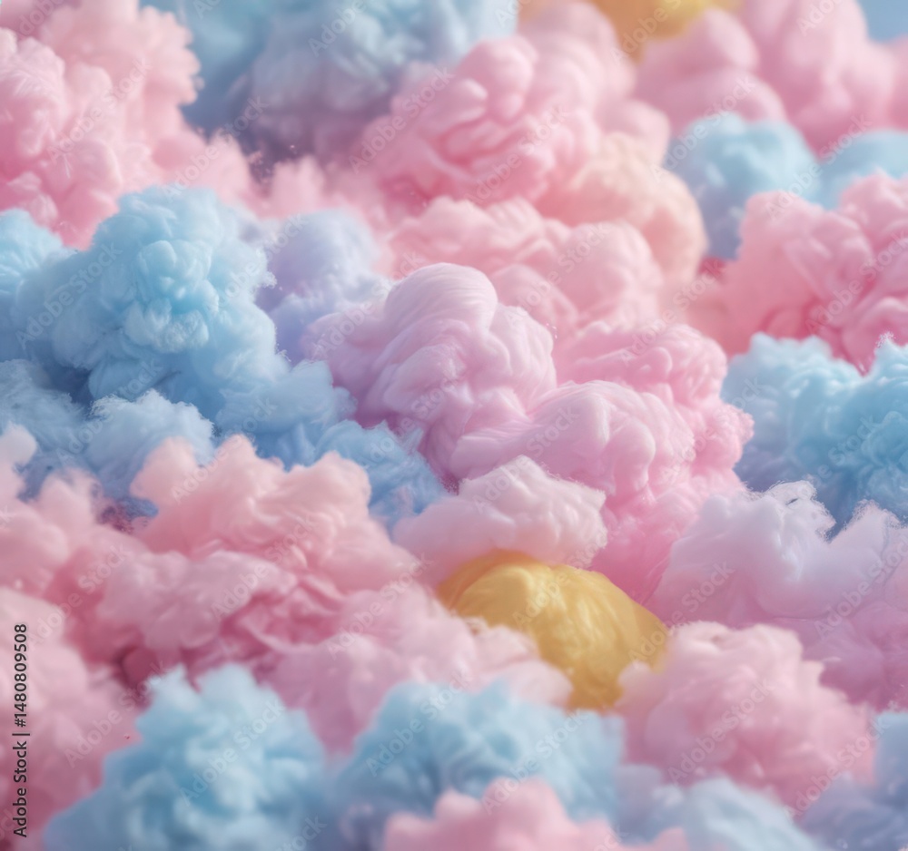 Fototapeta premium Gentle, vibrant cotton candy gradient, fuzzy pink, blue, yellow blend , vibrant, graphic, blue