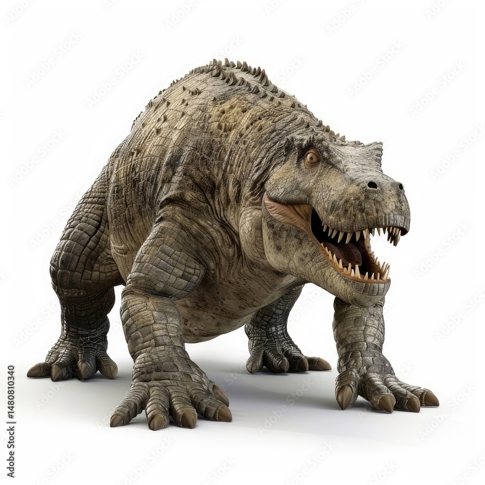 Fototapeta premium Massive prehistoric reptile against a plain background.