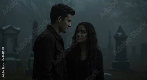 Two people facing each other