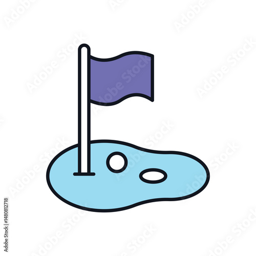 Golf Flag Vector icon