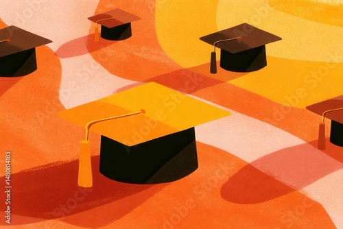 Graduation banner with cap and diploma, editable template, graduation background, class of 2025 design for poster, flyer, invitation, or announcement	

