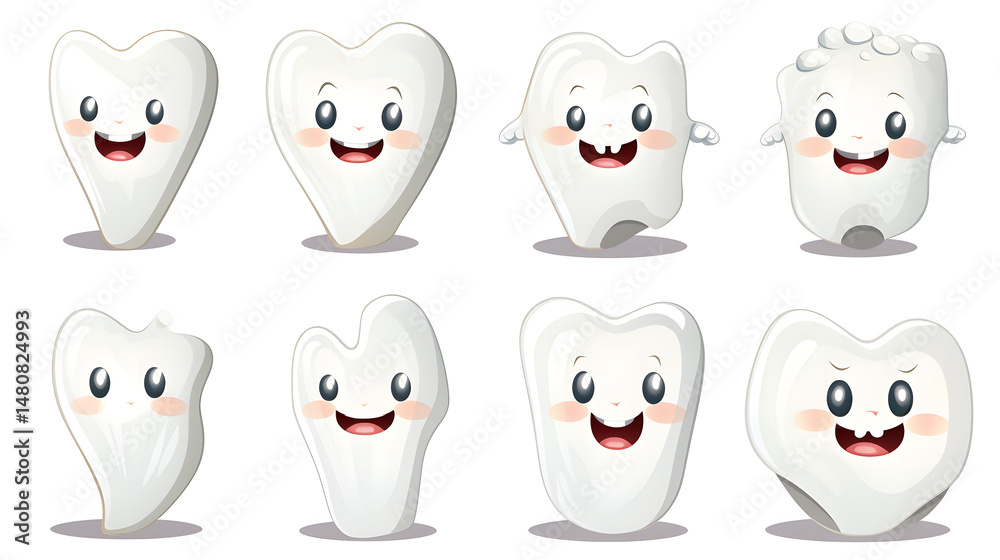 Obraz premium Dental mascot cartoon character vector illustration for oral health concepts