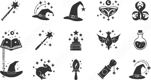set of Magic icons collection vector illustration design
