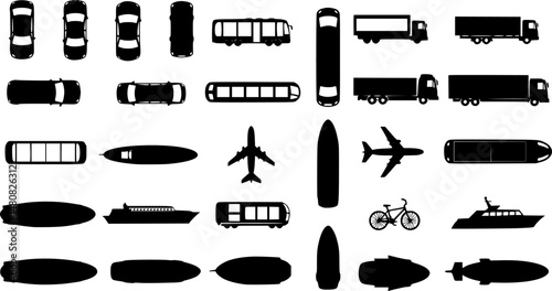 set of Transport view from above icons collection vector illustration design
