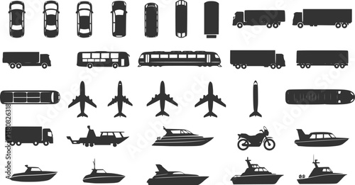 set of Transport view from above icons collection vector illustration design
