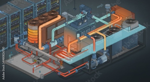Advanced Liquid Cooling and Heat Recovery for Data Centers - Efficient data center cooling system using liquid immersion and heat recovery. Sustainable, energy-saving, high-performance, scalable