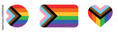lgbt flag icon, set of icons isolated, pride month rainbow