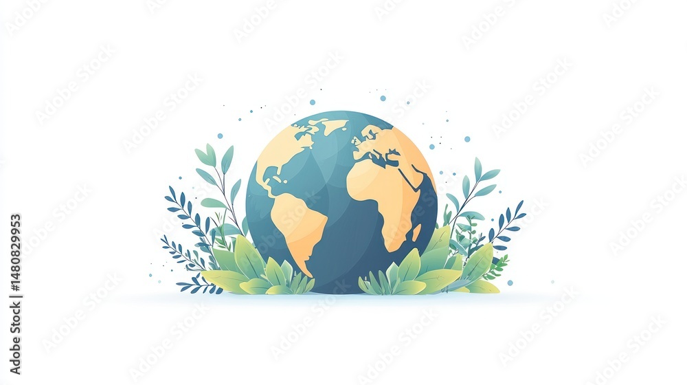 Naklejka premium Earth surrounded by foliage, a symbol of environmentalism