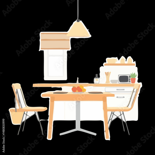 Cozy Kitchen Nook: A charming kitchen nook with a wooden dining table, chairs, and a warm atmosphere, perfect for morning coffee or family meals.