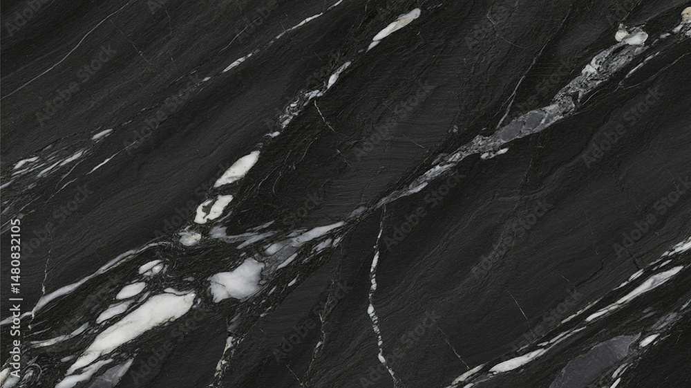 Fototapeta premium Elegant Black Marquina Marble with Bold White Veining