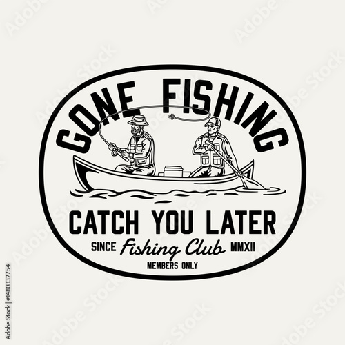 Hand-drawn fishing graphic. Fishermen vector fish illustration. Perfect for t-shirt prints, posters, stickers, and other uses.	