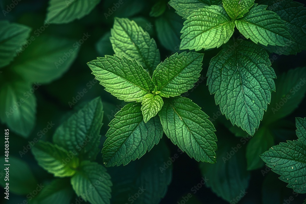 Close-up of vibrant green leaves in natural lighting
