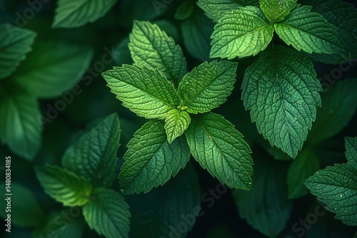 Obraz na płótnie Close-up of vibrant green leaves in natural lighting w salonie