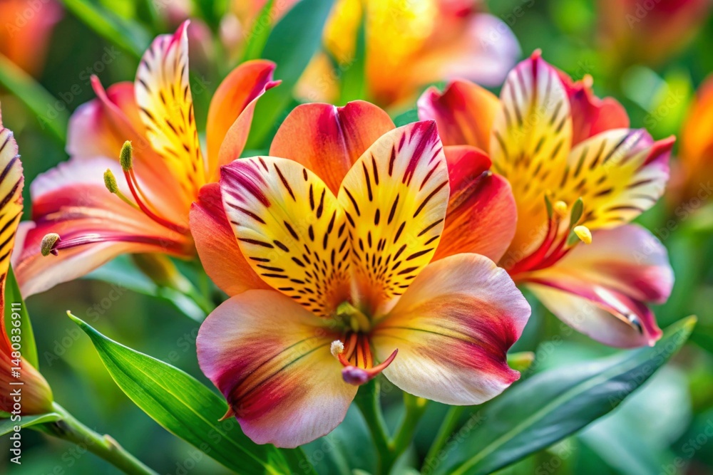 Naklejka premium red yellow flower