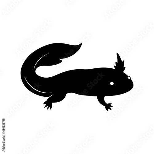 Axolotl Reptile Black Silhouette Vector Image
