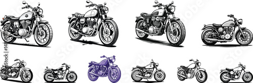 Collection of Hand-drawn Motorbikes